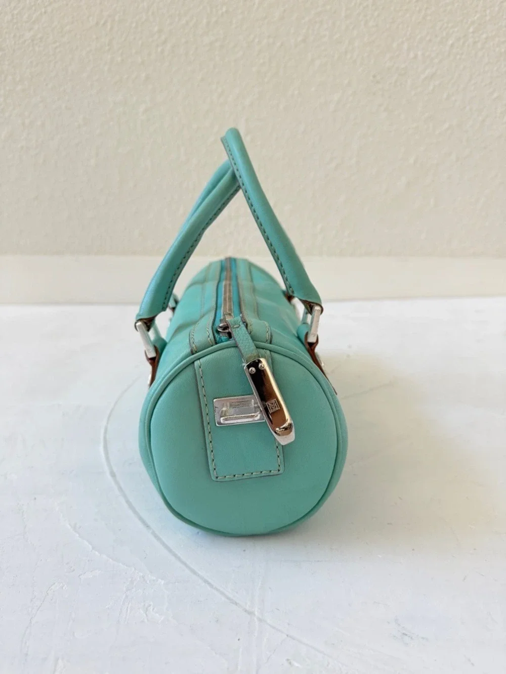 Vintage Michael Kors Barrel Bag 2000s Y2K Mint Green Teal